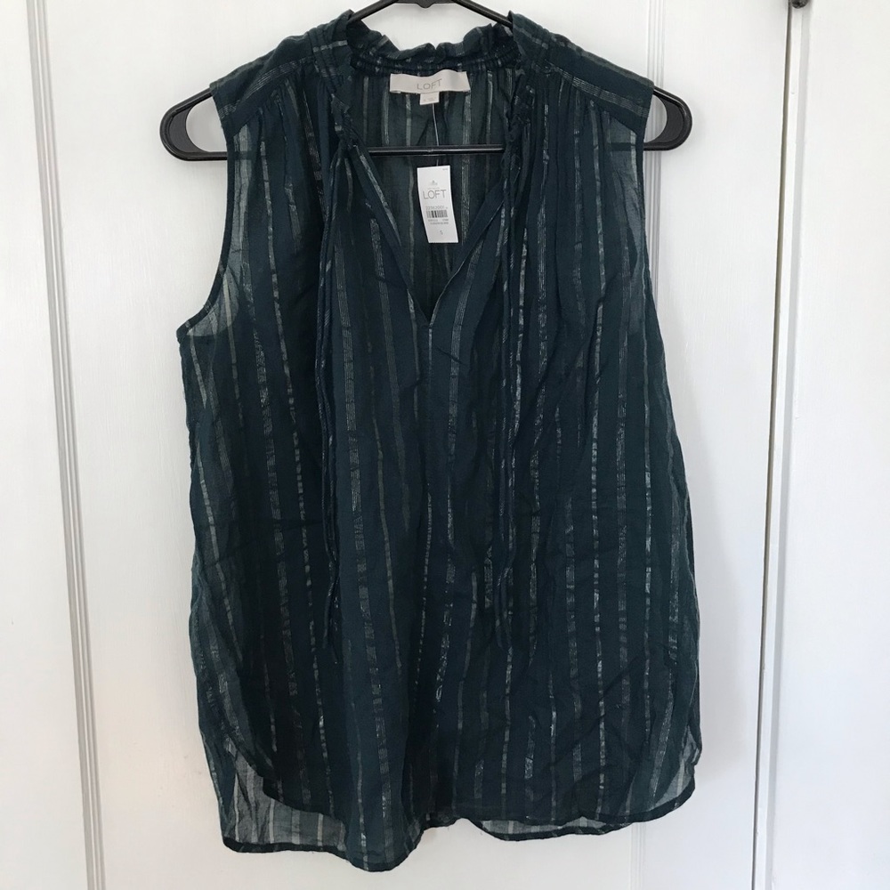 Loft sleeveless tie neck top